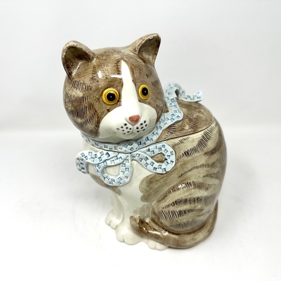 Vintage Flitz & Floyd Japan Ceramic Tabby Cat Cookie Jar 1983 Super Cool! - Picture 5 of 10